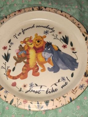 Disney Winnie the Pooh Floral Dinner Plate - Yellow, Orange, Blue, Cream